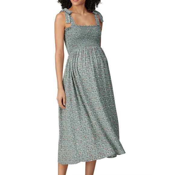 Rachel Pally Dress Women X Large Maternity Green Floral Crepe Pixie Midi Stretch - Picture 1 of 11